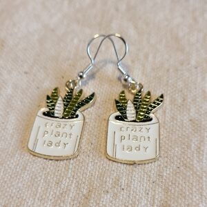 Handcrafted "Crazy Plant Lady" Dangle Earrings NEW Multi-color Lobe Area Summer